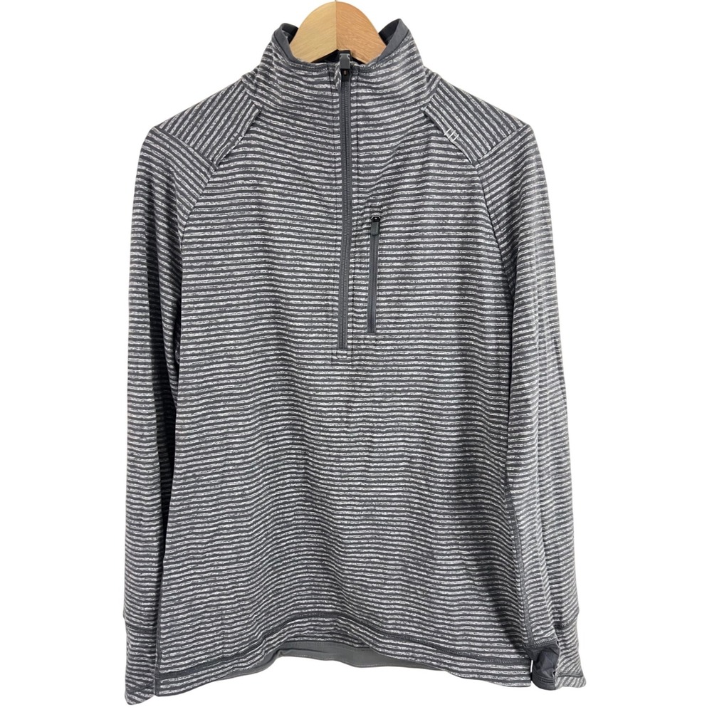 Lululemon Half Zip Pullover Men M Gray Striped Activewear